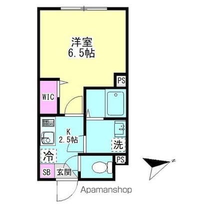 グランファーロ下北沢[1K/21.3m2]の間取図
