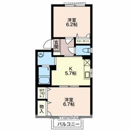 リンピア東山Ｂ[2K/44.42m2]の間取図