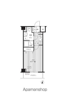 東京都中野区東中野１丁目[1K/27.56m2]の間取図