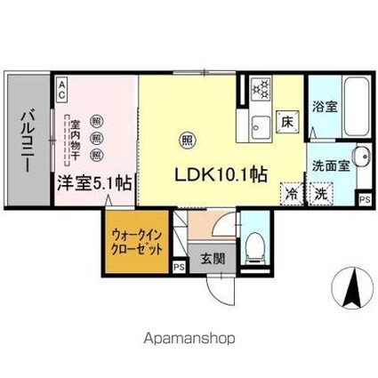 セジュールピア吉島[1LDK/40.2m2]の間取図