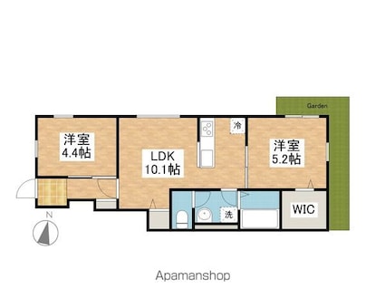 ＥＡＲＬ’Ｓ　ＣＯＵＲＴ西垣生[2LDK/48.9m2]の間取図