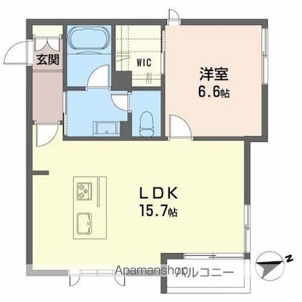 福島県福島市八島町[1LDK/49.93m2]の間取図