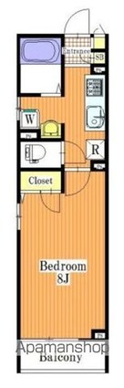 テオルカ[1K/25.46m2]の間取図