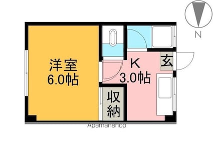 朝倉ニュータウンハイツ[1K/20m2]の間取図