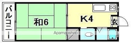 第一二宮荘[1K/21.66m2]の間取図
