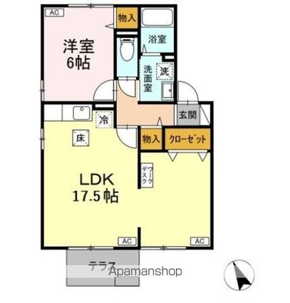 サニーサイドⅡ[1LDK/53.76m2]の間取図