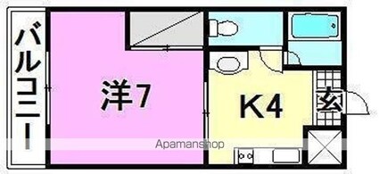ローランハイツ[1K/22.68m2]の間取図