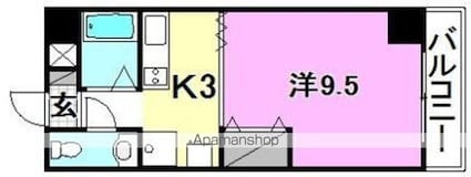 グリチネ・ウノ[1K/27.54m2]の間取図