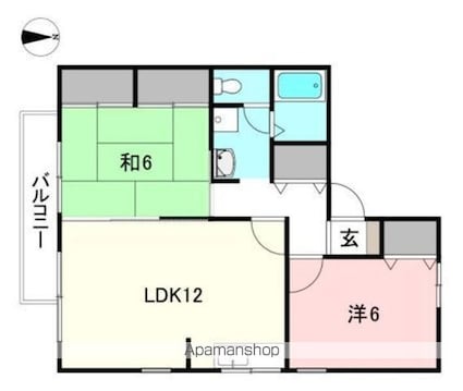 グランドール北土居　Ｂ棟[2LDK/56.8m2]の間取図