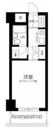 ライオンズマンション新宿東公園[1K/22.8m2]の間取図