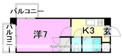 ベルメゾン桑原[1K/21.45m2]の間取図