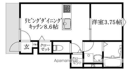 ＧＡＬＬＥＲＹ　ＨＯＵＳＥ米湊[1DK/29.41m2]の間取図