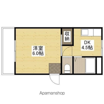 広島県広島市西区大芝２丁目[1DK/21m2]の間取図
