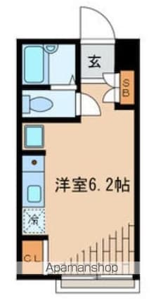 立川パークサイド[1R/14.9m2]の間取図