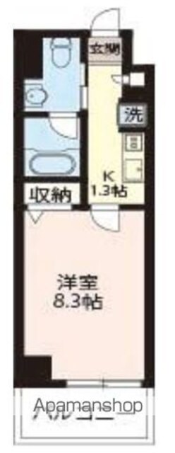 エスティメゾン三軒茶屋Ⅱ[1K/26.43m2]の間取図