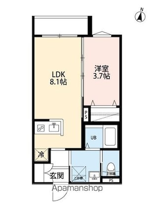 ｙｕｉ　ｔｅｒｒａｃｅⅡ[1LDK/28.71m2]の間取図