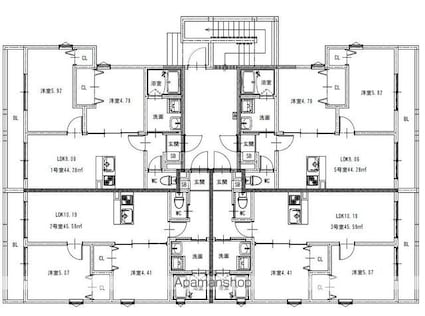 ヴェルジュ大野城レジデンシャルスイート[2LDK/45.59m2]の間取図