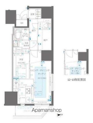 ＺＯＯＭ信濃町[1LDK/43.34m2]の間取図