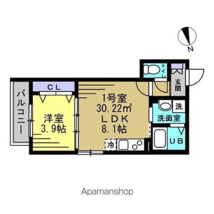 Ａ＇ｓ　Ｃｒｅｓｔ（エースクレスト）[1LDK/30.22m2]の間取図