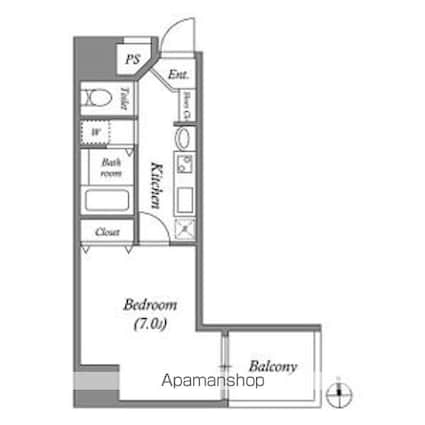 レジデンス名古屋千代田[1K/24.38m2]の間取図
