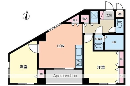 東京都中野区弥生町５丁目[2LDK/55.18m2]の間取図