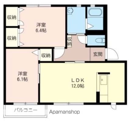 メディオ神栖Ｂ[2LDK/57.8m2]の間取図