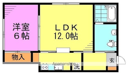 内藤ハウス[1LDK/43.89m2]の間取図