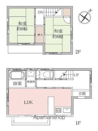 松戸市根木内戸建[2LDK/59.48m2]の間取図