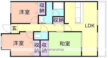 クローバーメゾン狐島（２０６号）[3LDK/64.46m2]の間取図