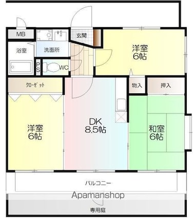 ユーミーＦⅡ[3DK/60.48m2]の間取図