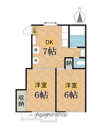 フォーブル谷野[2DK/38.5m2]の間取図