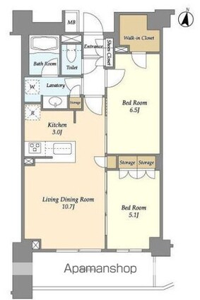 ＢＬＥＳＳ中野弥生町[2LDK/58.92m2]の間取図
