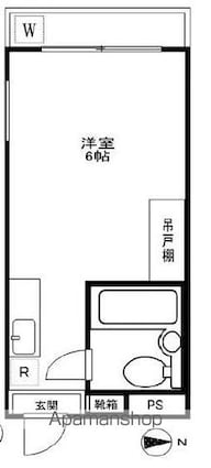 東京都中野区本町１丁目[1R/14.38m2]の間取図