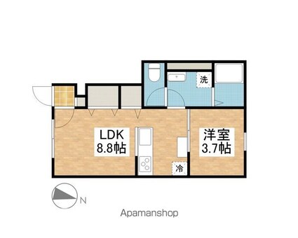 ＧＡＬＬＥＲＹ　ＨＯＵＳＥ　衣山　Ａ[1LDK/31.48m2]の間取図