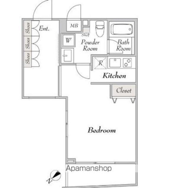 ミリアレジデンス桜新町[1K/33.16m2]の間取図