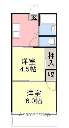 ハラダビル[2K/33m2]の間取図