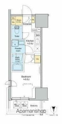 プラウドフラット四谷三丁目[1K/26.82m2]の間取図