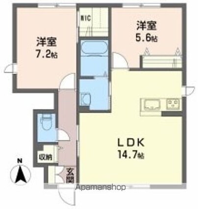 シャーメゾン・デイレイ　Ⅰ棟[2LDK/62.82m2]の間取図