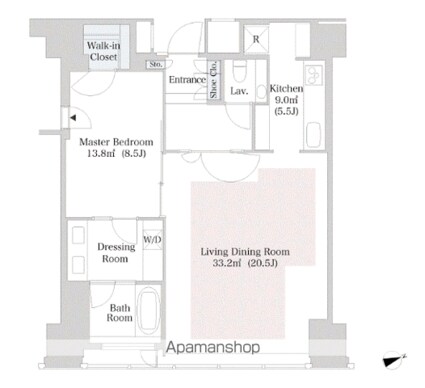 セントラルパークタワー・ラ・トゥール新宿[1LDK/82.1m2]の間取図