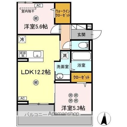 セジュールピア吉島[2LDK/55.46m2]の間取図
