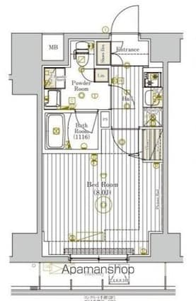ミライズ新小岩マーロ[1K/25.57m2]の間取図