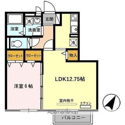 レセンテ出町　Ｃ棟[1LDK/45.34m2]の間取図