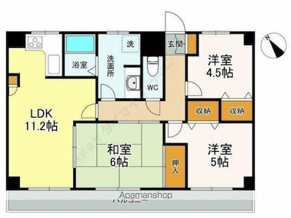 トーカン柏キャステール[3LDK/57.58m2]の間取図