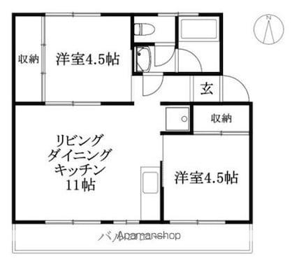 ブリューメ・ハイム壱番館[2LDK/47m2]の間取図