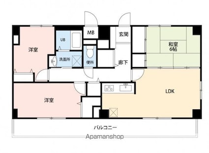 広島県広島市西区己斐本町２丁目[3LDK/73.2m2]の間取図