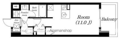 エルミナリゾート南草津[1R/28.6m2]の間取図