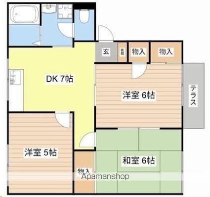 フレックスⅠ[3DK/54.3m2]の間取図