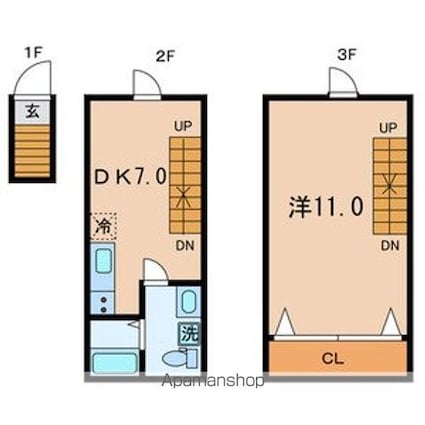 Ｋｅｗｅｌ緑が丘[1DK/45.86m2]の間取図