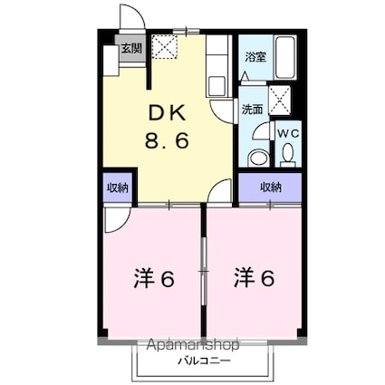 ガーデンプラザ日の出[2DK/44.71m2]の間取図