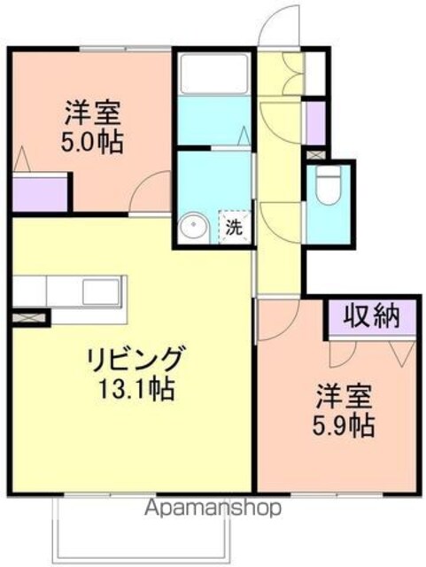 和歌山県和歌山市井辺[2LDK/54.01m2]の間取図